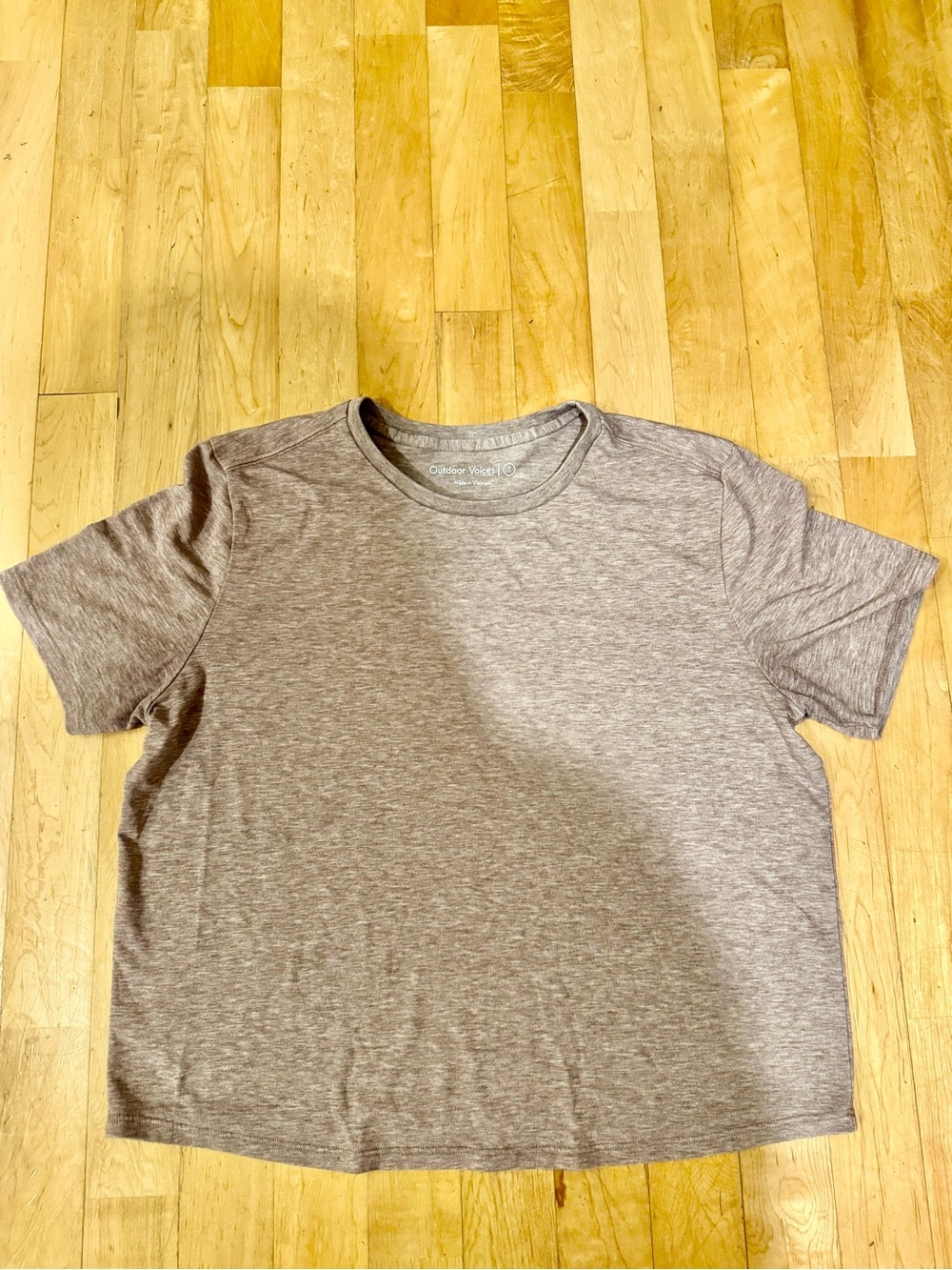 Outdoor Voices Heathered Purple Short Sleeve Crop Tee